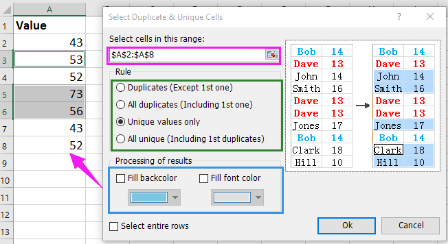 Excel compare columns for duplicates